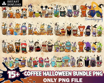 15+ Halloween Coffee Latte Png Bundle Fall Cofffe Movie Inspired Digital Download Svg