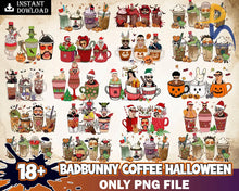 18+ Bad Bunny Halloween Coffee Latte Png Bundle Fall Cofffe Digital Download Svg