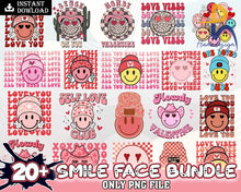 20+ Smile Face Bundle Valentines Day Png Valentine Sublimation Design Digital Download Svg