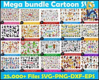 25K+ Cartoon Svg Mega Bundle For Cricut Silhouette Movies Svg
