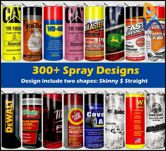 300 Spray Designs Bundle Png High Quality 20Oz Skinny Straight & Tapered Design Template For