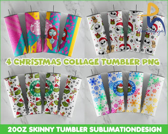 4+ Christmas Collage 20Oz Skinny Tumbler Sublimation Design - Crm12112203 Svg