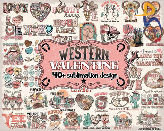40+ Western Valentine Bundle Valentines Day Png Sublimation Design Digital Download Svg