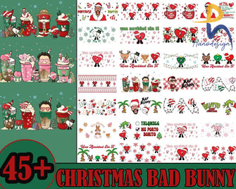45+ Christmas Bad Bunny 16Oz Glass Can Png Crm10112201 - Version 2.0 Svg
