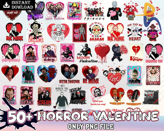 50+ Horror Valentine Bundle Valentines Day Png Sublimation Design Digital Download Svg