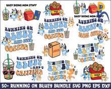 50+ Running On Blue Dog & Iced Coffee With Matching Pocket Svg Bundle Svg Mom Life Svg Png Eps Dxf