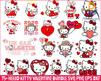 75+ Valentine Hello Kitty Bundle Kawaii Kitty Svg Png Eps Dxf Cut File Digital Download Svg