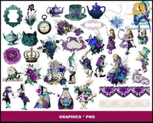 Alice In Wonderland Digital Paper And Graphics 300+ Png Svg