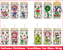 Cartoons Christmas 16Oz Libbey Can Glass Wrap Stitch Grinch Png Jack Skellington Crm12112206 Svg