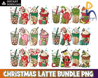 Christmas Latte Png Bundle - Bundle Halloween Digital Download Svg