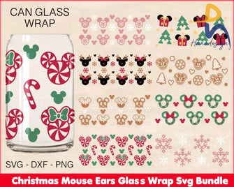 Christmas Mouse Ears Glass Wrap Svg Crm12112208