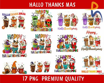 Hallothanksmas Coffee Png Gnome Coffee Svg Christmas Coffee- Digital Download Svg