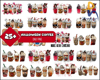 Halloween Horror Coffee Png Bundle | Coffee Cups| Bunny Halloween| Bad Png Svg