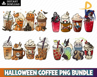 Halloween Horror Coffee Png Bundle | Coffee Cups| Halloween| Png Svg