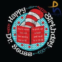 Happy Birthday Dr Seuss Svg Seuss Hat Face Cat In The Dr Png Dxf Eps Digital File Dr0501218 Svg