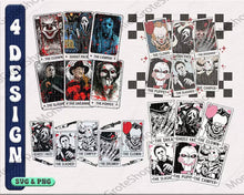 4 designs Horror Characters Tarot Card SVG, Halloween Tarot Card svg Bundle,  Instant download