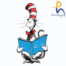 The Cat Reading Book Svg In The Hat By Dr Seuss Png Dxf Eps File Dr05012118 Svg