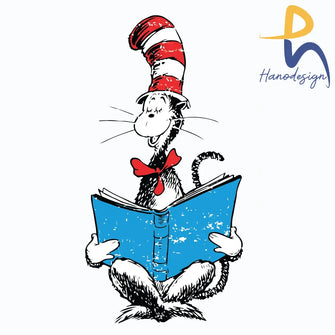 The Cat Reading Book Svg In The Hat By Dr Seuss Png Dxf Eps File Dr05012118 Svg