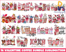 Version 2 - 15+ Valentines Day Png Coffee Bundle Valentine Sublimation Design Digital Download