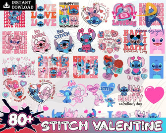 Version 2 - 80+ Stitch Valentines Day Bundle Svg Png Eps Dxf Designs Vlt30122204 Svg