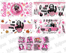 10+ Pink Halloween Movie Coffee 16oz Wrap, Instant download