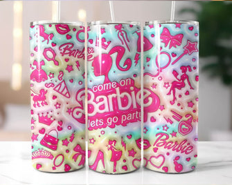 Barbie Inflated Tumbler 3D Wrap PNG - Instant download