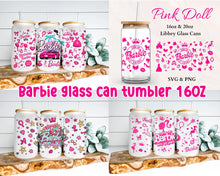 Come On Barbie 16oz Libbey Glass Can Wrap bundle, Tumbler design