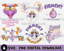 Disney Figment Png, Retro Dis-Ney World Png, Figment The Dragon png
