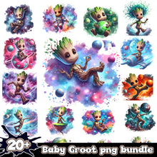 Watercolor splash Baby Groot png bundle