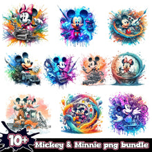 Mickey & Minnie Splash and Watercolor png bundle