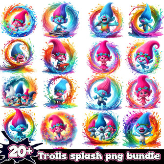 Trolls Splash and Watercolor bundle png