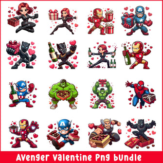 Avenger valentine clipart bundle png
