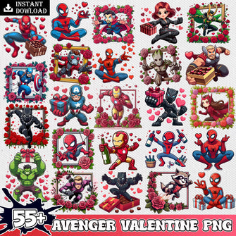 Avenger valentine png bundle, Marvel love valentine png