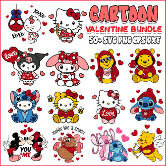 Cartoon Valentine svg Bundle