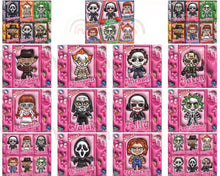 3D Inflated Horror Dolls Tumbler Designs Bundle, Hot Pink Halloween Character Skinny Tumbler Sublimation Png