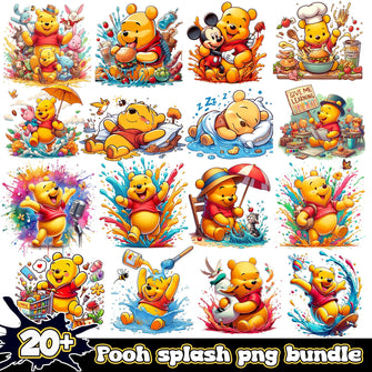 Wine the Pooh Splash and Watercolor PNG